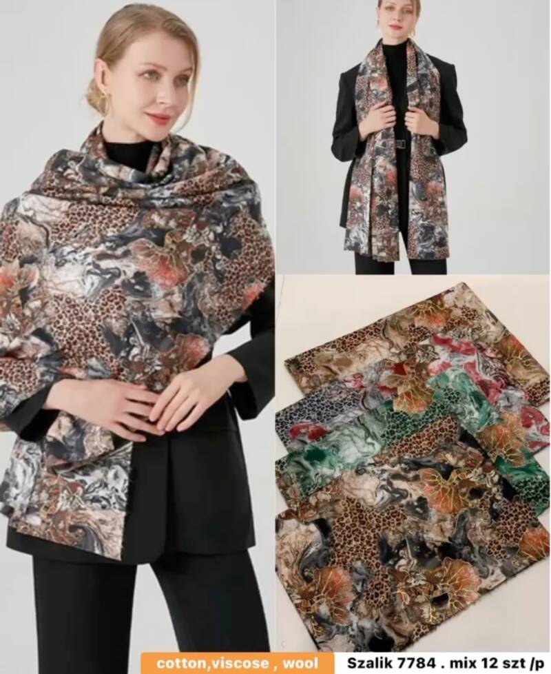 Szaliki damskie Roz Standard, Mix Kolor Paczka 12 szt